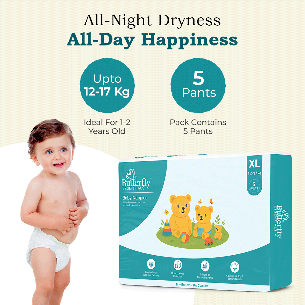 Baby Diapers – All-Day Dryness and Aloe Vera Care - Extra Large (XL) thumbnail 4